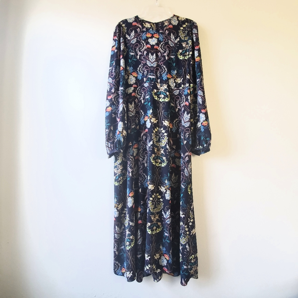 Lightweight Fall Dark Floral Maxi Dress